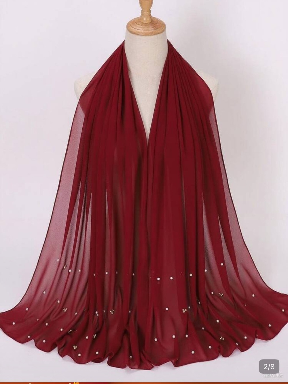 NWT Elegant Burgundy Women's Scarf with Rhinestone beads Accents